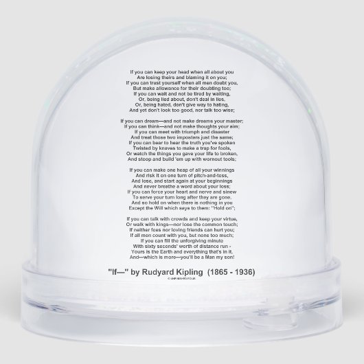 If- Poem by Rudyard Kipling (No Kipling Picture) Sneeuwbol (Achterkant)