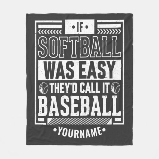 If Softball Was Easy They d Call It Baseball Fleece Deken (Voorkant)
