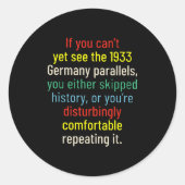 If You Can't Yet See The 1933 Germany Parallels Yo Ronde Sticker (Voorkant)