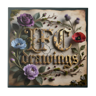 IFC-tekeningen Antique Gouden Bloemenschild Tegeltje