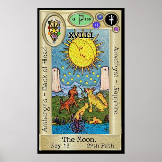 Ifdawn Deepdroom Tarot Key 18 ~ The Moon Poster (Voorkant)