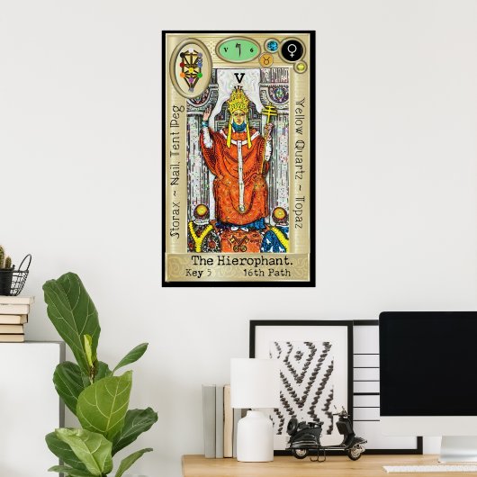 Ifdawn Deepdroom Tarot Key 5 ~ The Hierophant Poster (Thuiskantoor)