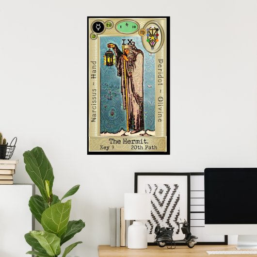 Ifdawn Deepdroom Tarot Key 9 ~ The Hermit Poster (Thuiskantoor)