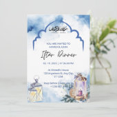 Iftar diner uitnodiging ramadan blauwe moskee (Staand voorkant)