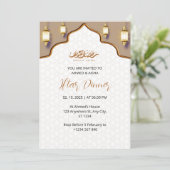 Iftar diner uitnodiging ramadan bruin goud moskee (Staand voorkant)