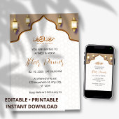 Iftar diner uitnodiging ramadan bruin goud moskee