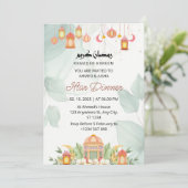 Iftar diner uitnodiging ramadan floral moskee (Staand voorkant)
