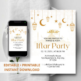 Iftar diner uitnodiging ramadan lentern en moskee