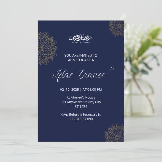 Iftar diner uitnodiging ramadan marine (Staand voorkant)