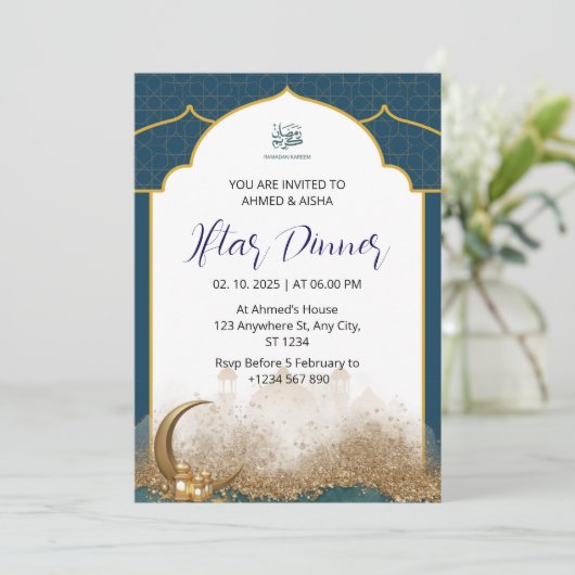 Iftar diner uitnodiging ramadan marine moskee (Staand voorkant)