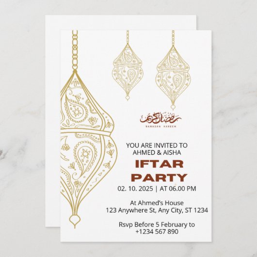 Iftar diner uitnodiging ramadan met lentern (Voorkant / Achterkant)