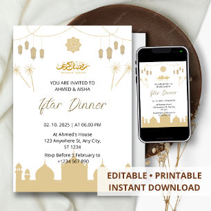 Iftar diner uitnodiging ramadan met lentern