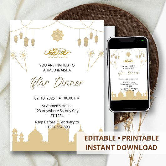Iftar diner uitnodiging ramadan met lentern