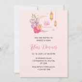 Iftar diner uitnodiging ramadan roze met maan (Voorkant)