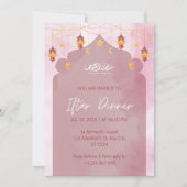Iftar diner uitnodiging ramadan roze moskee (Voorkant)