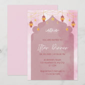 Iftar diner uitnodiging ramadan roze moskee (Voorkant / Achterkant)