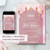 Iftar diner uitnodiging ramadan roze moskee