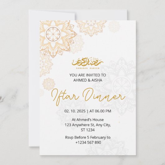 Iftar diner uitnodiging ramadan wit (Voorkant)