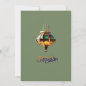 Iftar-dineruitnodiging Lantaarn Groen Paars Kaart (Achterkant)