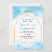 Iftar dineruitnodiging ramadan blauw waterverf kaart (Voorkant)