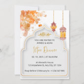 Iftar dineruitnodiging ramadan oranje waterverf kaart (Voorkant)