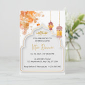 Iftar dineruitnodiging ramadan oranje waterverf kaart (Staand voorkant)
