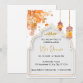 Iftar dineruitnodiging ramadan oranje waterverf kaart (Voorkant / Achterkant)