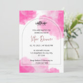 Iftar dineruitnodiging ramadan roze waterverf kaart (Staand voorkant)