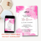 Iftar dineruitnodiging ramadan roze waterverf kaart