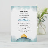 Iftar dineruitnodiging ramadan waterverf blauw kaart (Staand voorkant)