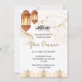 Iftar dineruitnodiging ramadan waterverf goud kaart (Voorkant)