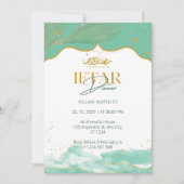 Iftar dineruitnodiging ramadan waterverf groen kaart (Voorkant)