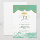 Iftar dineruitnodiging ramadan waterverf groen kaart (Voorkant / Achterkant)