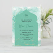 Iftar dineruitnodiging ramadan waterverf groen kaart (Staand voorkant)