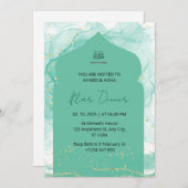 Iftar dineruitnodiging ramadan waterverf groen kaart (Voorkant / Achterkant)