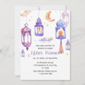 Iftar dineruitnodiging ramadan waterverf lentern kaart (Voorkant)