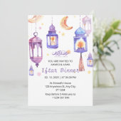Iftar dineruitnodiging ramadan waterverf lentern kaart (Staand voorkant)