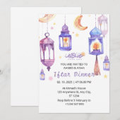 Iftar dineruitnodiging ramadan waterverf lentern kaart (Voorkant / Achterkant)
