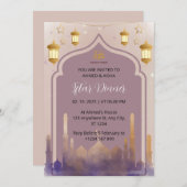 Iftar dineruitnodiging ramadan waterverf moskee kaart (Voorkant / Achterkant)