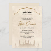 Iftar dineruitnodiging ramadan waterverf moskee kaart (Voorkant / Achterkant)