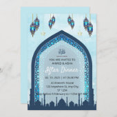 Iftar dineruitnodiging ramadan waterverf moskee kaart (Voorkant / Achterkant)