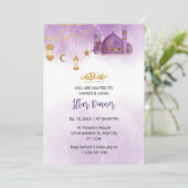 Iftar dineruitnodiging ramadan waterverf moskee kaart (Staand voorkant)