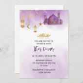 Iftar dineruitnodiging ramadan waterverf moskee kaart (Voorkant / Achterkant)