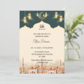 Iftar dineruitnodiging ramadan waterverf moskee kaart (Staand voorkant)