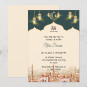 Iftar dineruitnodiging ramadan waterverf moskee kaart (Voorkant / Achterkant)