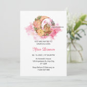 Iftar dineruitnodiging ramadan waterverf roze kaart (Staand voorkant)