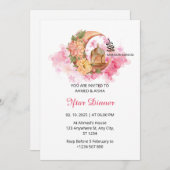 Iftar dineruitnodiging ramadan waterverf roze kaart (Voorkant / Achterkant)