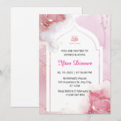 Iftar dineruitnodiging ramadan waterverf roze kaart (Voorkant / Achterkant)