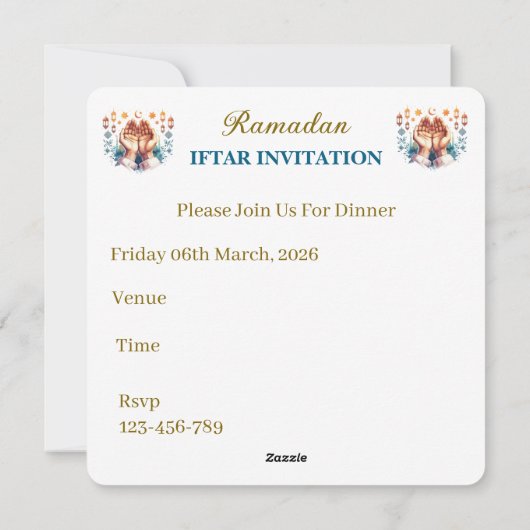 Iftar Dinner Invitations Feestdagenkaart (Achterkant)