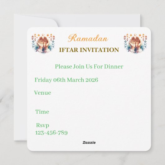 Iftar Dinner Invitations Feestdagenkaart (Achterkant)